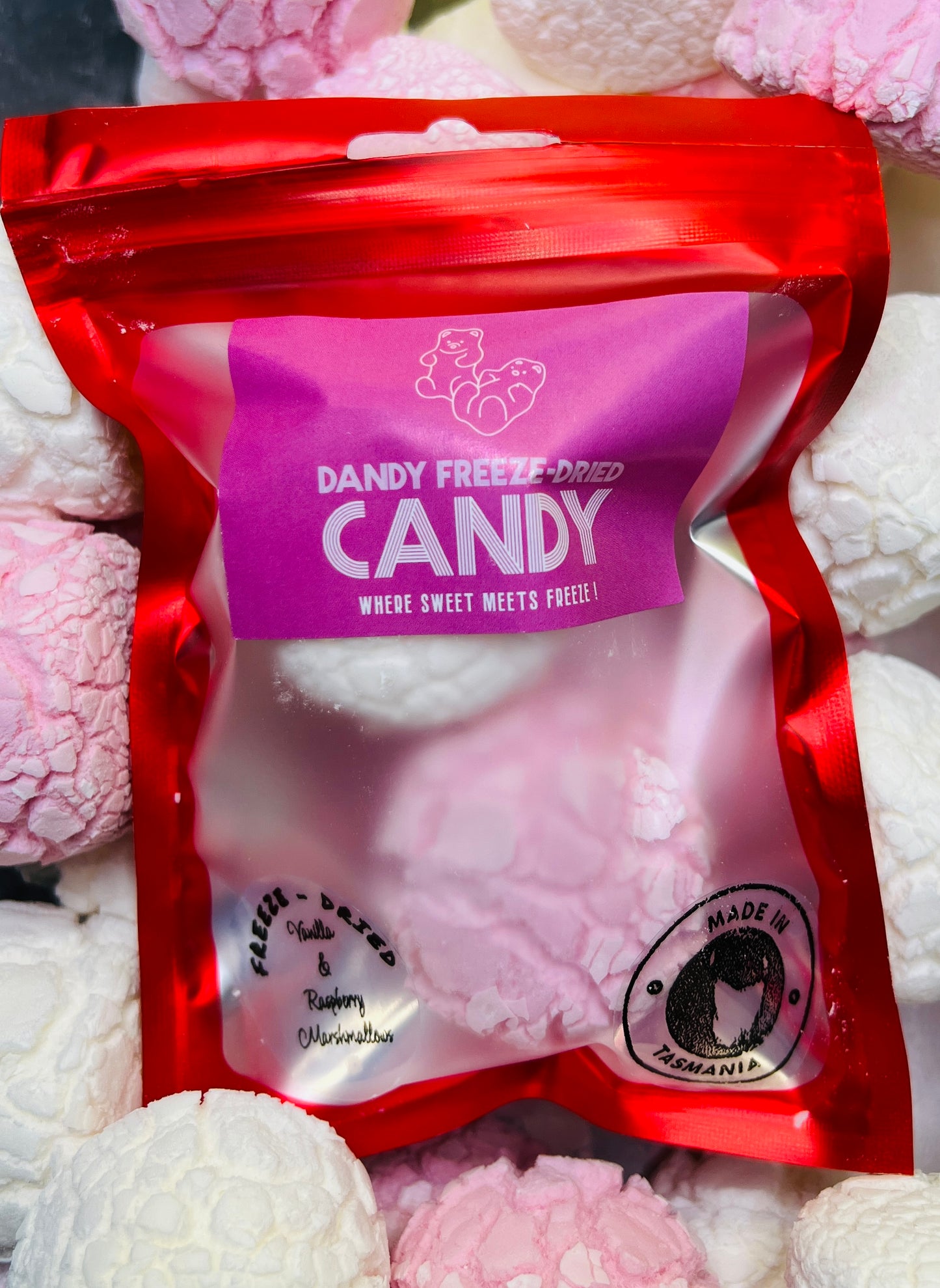 Freeze dried Raspberry and Vanilla Marshmallow